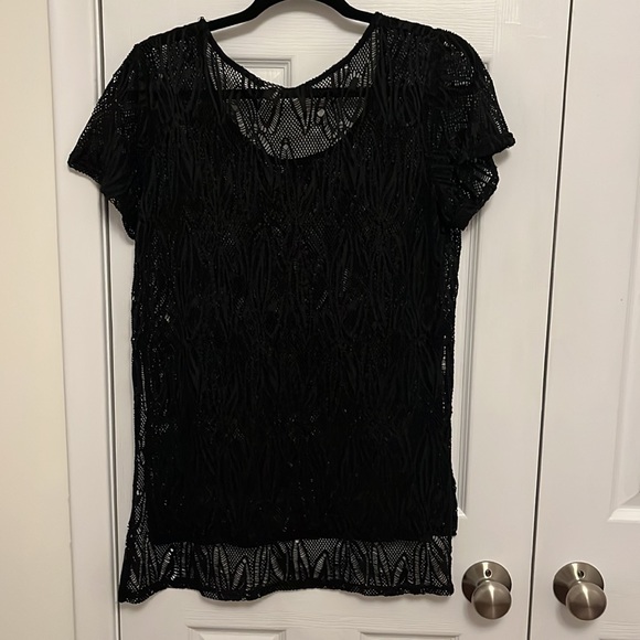 Black lace scoop neck bathing suit cover-up - Picture 4 of 4